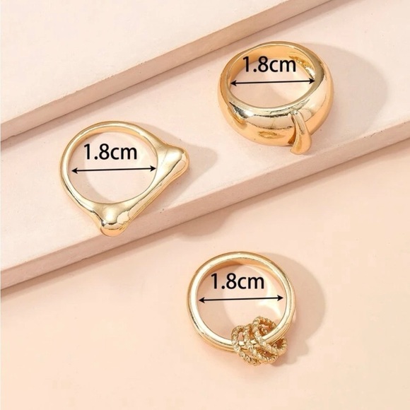 Gold Geo Trio Ring Set - Picture 4 of 10